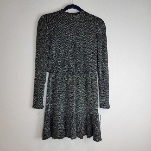 NWT City Studios Black Shimmer Fit & Flare Dress in Black Silver Size M - Picture 4 of 13